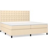 vidaXL Krevet s oprugama i madracem krem 200 x 200 cm od tkanine | shoptok.hr