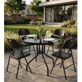 Alberg Modern baštenski set – 4 sklopive stolice + sto Lunaris sa crnim staklom Ø60 cm Cene