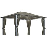 vidaXL Paviljon z zaveso in LED lučkami 4x3 m taupe aluminij Cene