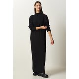 Happiness İstanbul Women's Black High Collar Oversize Knitwear Dress Cene