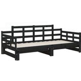  Izvlečna dnevna postelja črna trdna borovina 2x(90x200) cm, (20601221) | Shoptok.si