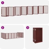 vidaXL Ograda za pse z vrati zložljiva 15 panelov rjava 750 cm les | Shoptok.si