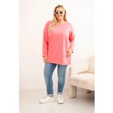 Kesi Women's Plus Size cotton blouse with a round neckline pink | Shoptok.si