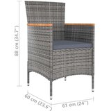  5-dijelni vrtni blagovaonski set od poliratana s jastucima sivi | shoptok.hr