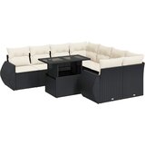 Maison Chic Seti vrtnega pohištva - Vrtna garnitura - Vrtni pohištvo set 9-delna z blazinami črn poli ratan, (21804153) | Shoptok.si