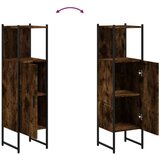 vidaXL Kopalniška omarica dimljeni hrast 33x33x120,5 cm inženirski les | Shoptok.si