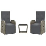  The Living Store Vrtna jedilna garnitura 3-delna z blazinami siv poli ratan - Vrtna Jedilna Garnitura, (21452627) | Shoptok.si