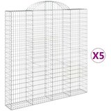  Obokane gabion košare 5 kosa 200x30x200/220 cm pocinkano železo, (20981975) | Shoptok.si