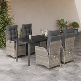 vidaXL 5-dijelni vrtni blagovaonski set od poliratana s jastucima sivi | shoptok.hr