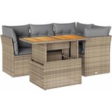  5-dijelni vrtni set sofa s jastucima bež od poliratana | shoptok.hr