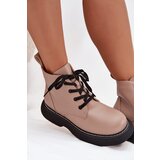 Boto Insulated women's ankle boots on platform with laces dark beige Harmine | shoptok.hr