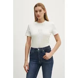 Calvin Klein Jeans Bombažna kratka majica ženska, bež barva, J20J223908