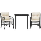  3-dijelni bistro set s jastucima crni od poliratana | shoptok.hr