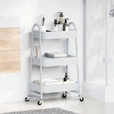 vidaXL Voziček za shranjevanje 3-nadstropna bel 42x41,5x77 cm jeklo | Shoptok.si