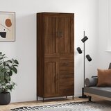 vidaXL Visoka komoda rjav hrast 69,5x34x180 cm inženirski les | Shoptok.si