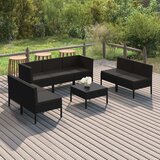  8-dijelna vrtna garnitura od poliratana s jastucima crna | shoptok.hr