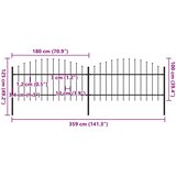  Vrtna ograda s vrhom koplja Čelik 359x125 cm Crna | shoptok.hr