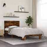 Maison Chic Posteljni okvir - Enojna postelja - Postelja za odrasle dimljeni hrast 90x200 cm inž. les in kovina-J8594, (21769571) | Shoptok.si