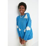 Trendyol Blue Jacquard Knitwear Sweater Cene