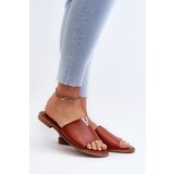 EVENTO PE1 Women's Eco Leather Flat Heel Slippers Brown Maliha | Shoptok.si
