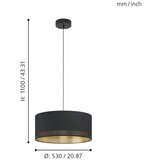 Eglo Esteperra stropna/3, e27, prom 530, crna/zlatna | shoptok.hr