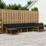  Set vanjskih sofa 7 kom. Prirodna i crna Čvrsto drvo akacije | shoptok.hr