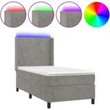  Box spring postelja z vzmetnico LED svetlo siva 90x200 cm žamet, (20789221) | Shoptok.si