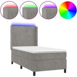  Box spring s madracem LED svjetlosivi 90x200 cm baršun | shoptok.hr