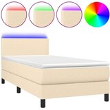 vidaXL Box spring postelja z vzmetnico LED krem 90x190 cm bl | Shoptok.si