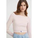 Calvin Klein Jeans Majica z dolgimi rokavi ženska, roza barva, J20J223355