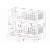 Molarem Home Drveni dječji krevet na kat Lea s tri kreveta i ladicom - svijetlo drvo - 200x90 cm - Bez madraca | shoptok.hr