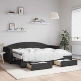 vidaXL Izvlečna dnevna postelja s predali črna 80x200 cm bla | Shoptok.si