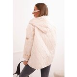 Kesi Włoski Women's quilted jacket with a hood light beige | Shoptok.si