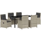  Set za Jelo od 7 Dijelova Svjetlosivi Poli Ratan Vrtni Stol Crna 160x80x73 cm Kaljeno Staklo | shoptok.hr