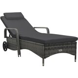 vidaXL Ležalnik s kolesi poli ratan siv, (21254007) | Shoptok.si