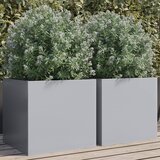 Maison Chic Cvetlično korito - Cvetlični Lonec 2 kosa srebrno 42x40x39 cm pocinkano jeklo, (21788630) | Shoptok.si