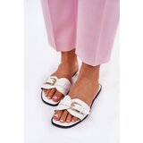 Boto Flat Women's Sandals With Golden Buckle White Esiobb | shoptok.hr