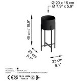 WALLXPERT Dekorativna saksija GED-026, 23x48 cm, O 20 cm,, Crna | Eponuda.ba