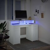  Radni stol LED bijeli 120 x 55 x 91 cm od konstruiranog drva | Eponuda.com