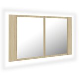  LED kupaonski ormarić s ogledalom boja hrasta 80x12x45 akrilni | Eponuda.com