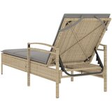  Ležalnik z blazino bež 63x200x81 cm poli ratan | Shoptok.si