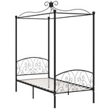The Living Store Posteljni okvir z ogrodjem za baldahin črn kovinski 100x200 cm - Posteljni Okvir, (21490825) | Shoptok.si