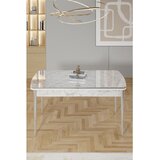Hanah home trpezarijski sto na razvlačenje Rada, 132 × 80 cm (razvučen 170 cm), ploča u dekoru belog mermera, hromirane noge | Eponuda.com