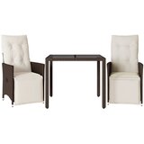  3-dijelni vrtni bistro set od poliratana s jastucima smeđi | Eponuda.com