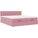 vidaXL Otomanski posteljni okvir z vzmetnicami roza 200x200cm žamet | Shoptok.si