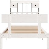 vidaXL Krevet s regalom za knjige bez madraca bijeli 75x190cm borovina | shoptok.hr