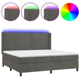 Krevet box spring s madracem LED tamnosivi 200x200 cm baršun | shoptok.hr
