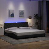 Maison Chic Posteljni okvir - Dvoposteljna postelja - Zakonska postelja z LED brez vzmetnice temno siv 200x200 cm blago, (21695913) | Shoptok.si