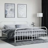 vidaXL Kovinski posteljni okvir z vzglavjem in vznožjem bel 200x200 cm | Shoptok.si