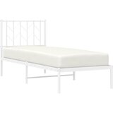  Metalni okvir krevet bez madraca s uzglavljem bijeli 75x190 cm | shoptok.hr